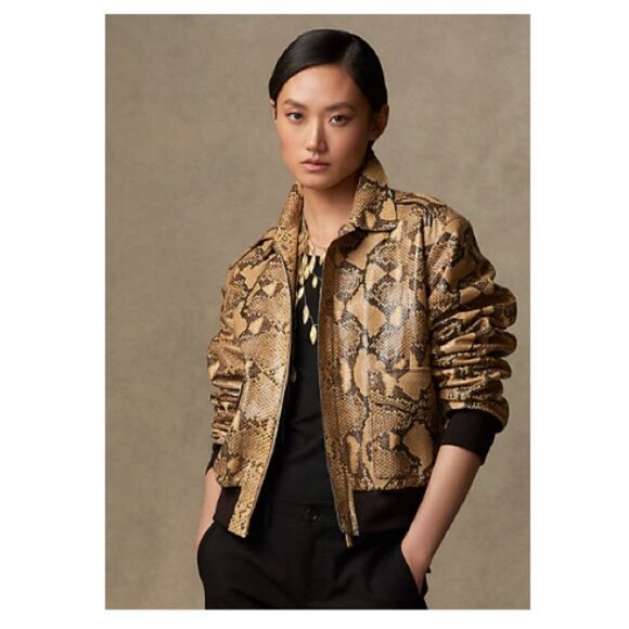 Ralph Lauren 2021 Pre-Fall Collection Lyle Python Skin Bomber Jacket - Picture 1 of 17